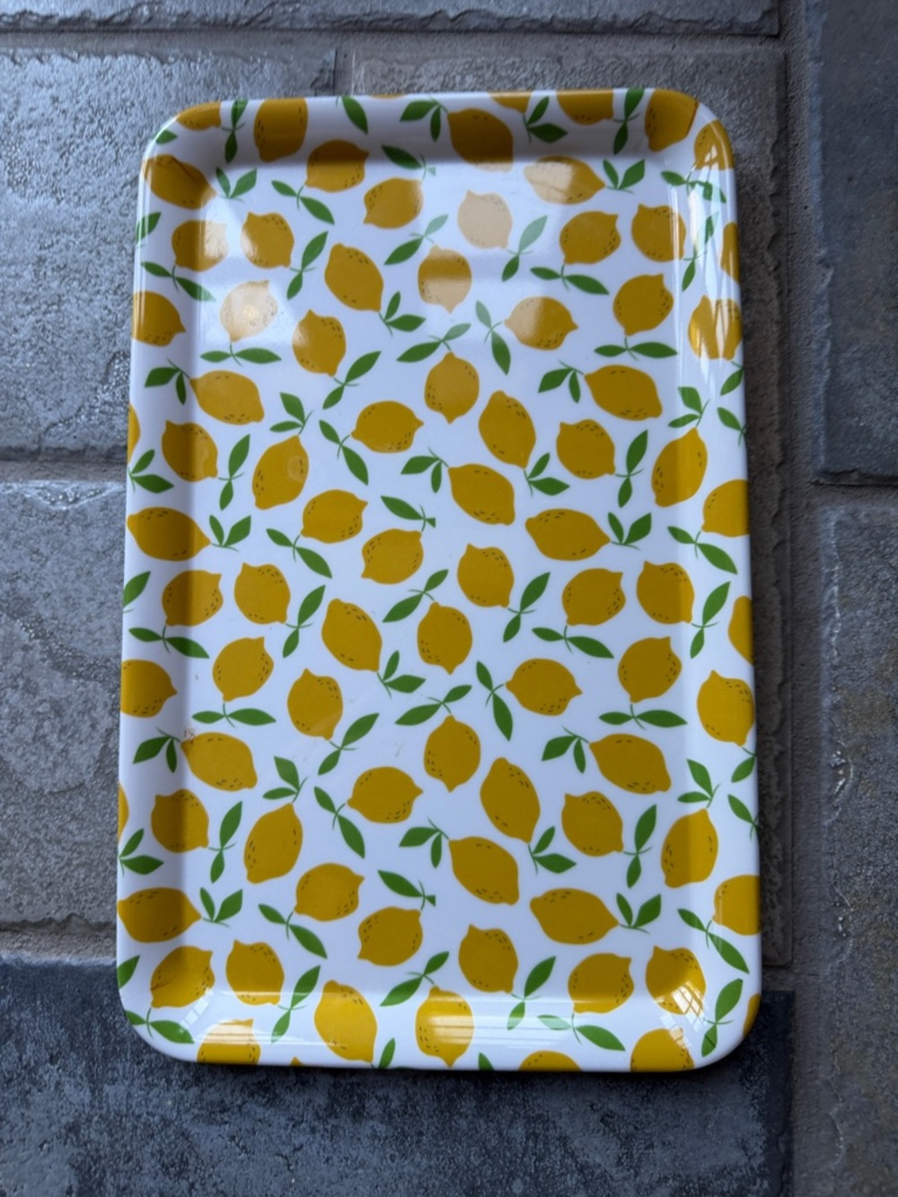 Cute, melamine lemon pattern serving tray / catch all